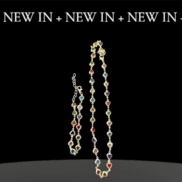 Set- Chic Multicolor Beaded Heart Necklace and Bracelet - Picture 9 of 13